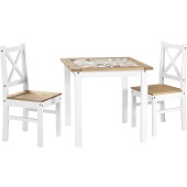 Salvador 1+2 Tile Top Dining Set White/Distressed Waxed Pine